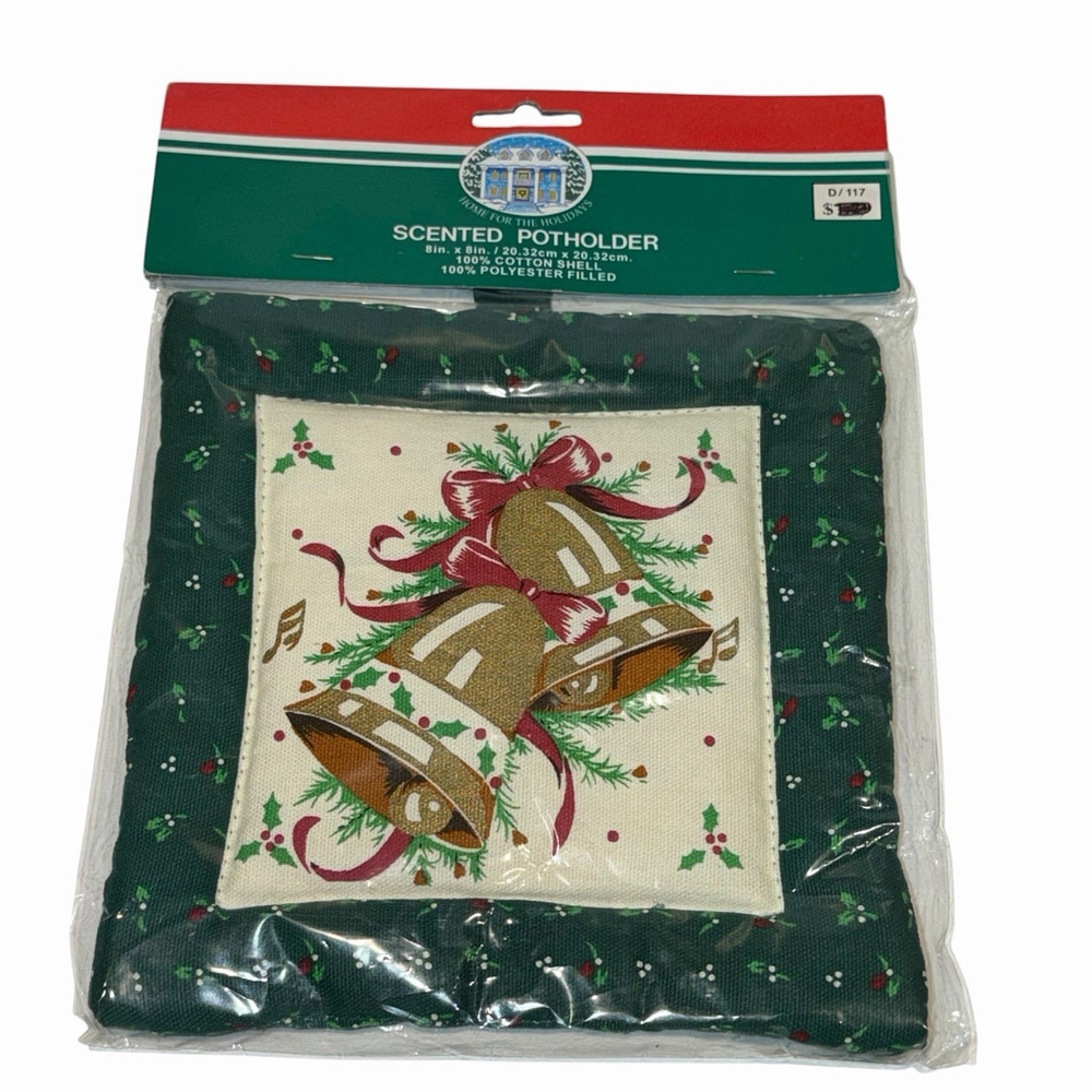 Vintage Scented Pot Holder Christmas Theme Bells 8"x8" - NEW in Package - READ